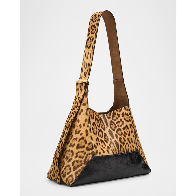 Bolsa Shoulder Diamond Leopard Calf Hair