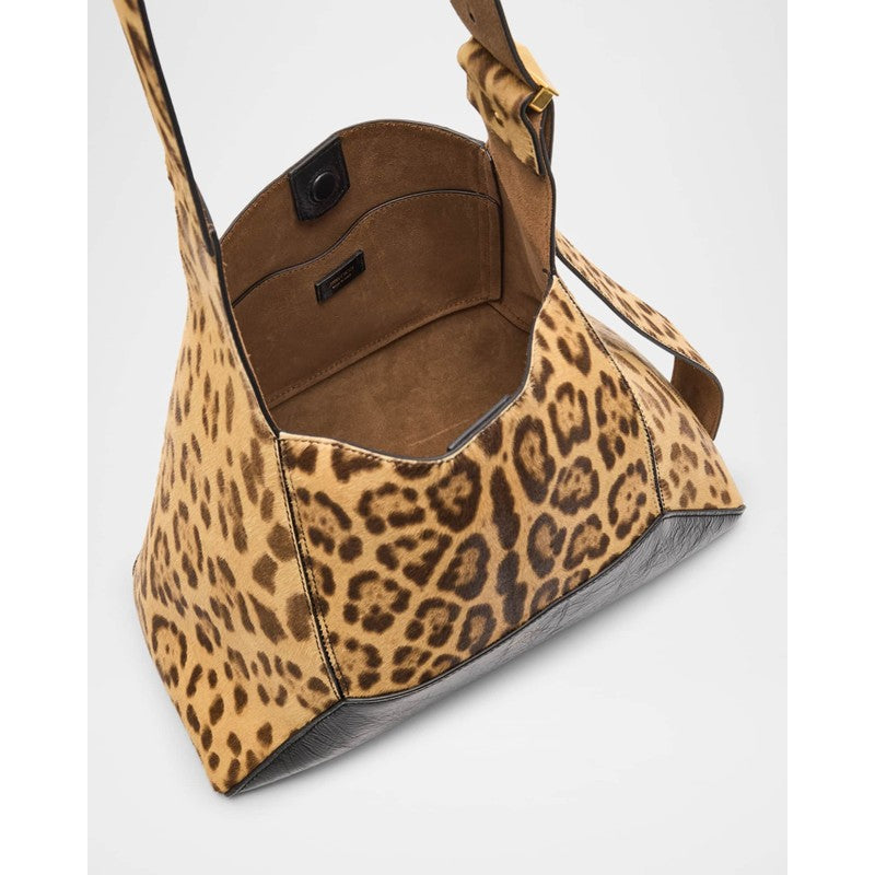 Bolsa Shoulder Diamond Leopard Calf Hair