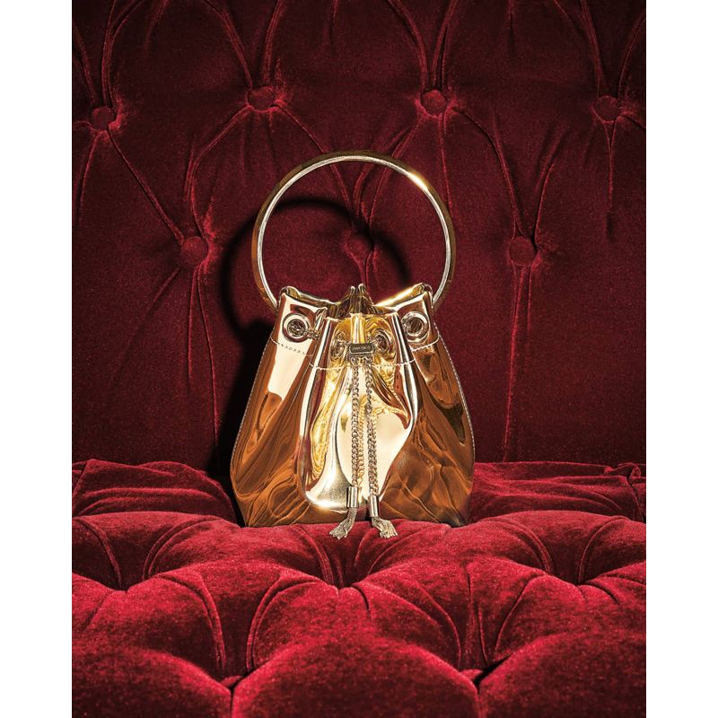 Bolsa Bucket Bon Bon Mirror Fabric with Metal