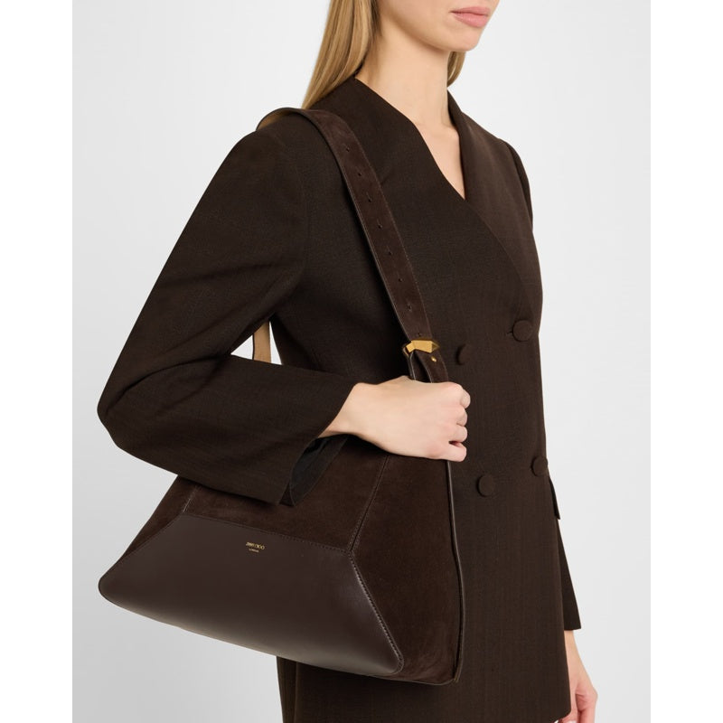 Bolsa Shoulder Medium Diamond Brown Suede