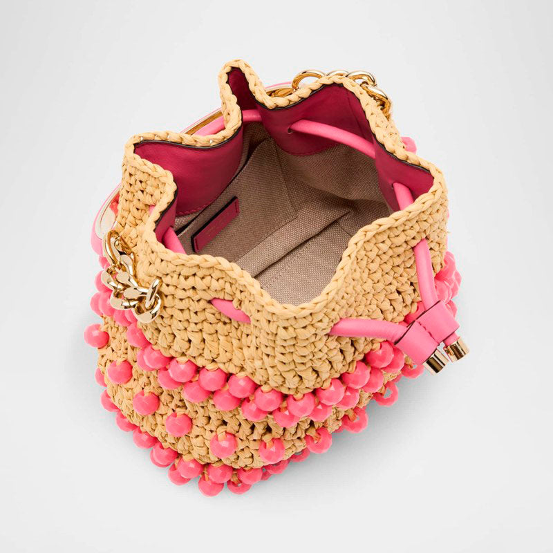 Bolsa Bucket Bon Bon Beaded Raffia - Mercado de Luxo - O Maior E-Commerce de Bens, Produtos e Serviços de Luxo do Brasil.