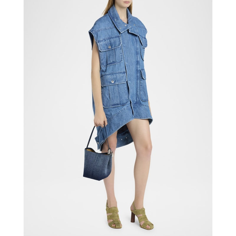 Bolsa Bucket Corner Small Acid Wash Denim
