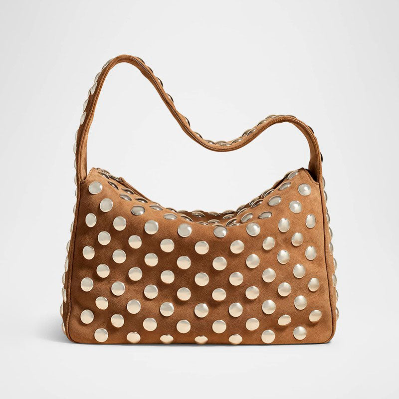 Bolsa Shoulder Elena Studded Suede - Mercado de Luxo - O Maior E-Commerce de Bens, Produtos e Serviços de Luxo do Brasil.