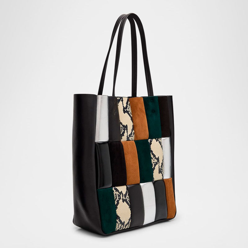 Bolsa Shopper Zoe Multicolor Patchwork - Mercado de Luxo - O Maior E-Commerce de Bens, Produtos e Serviços de Luxo do Brasil.