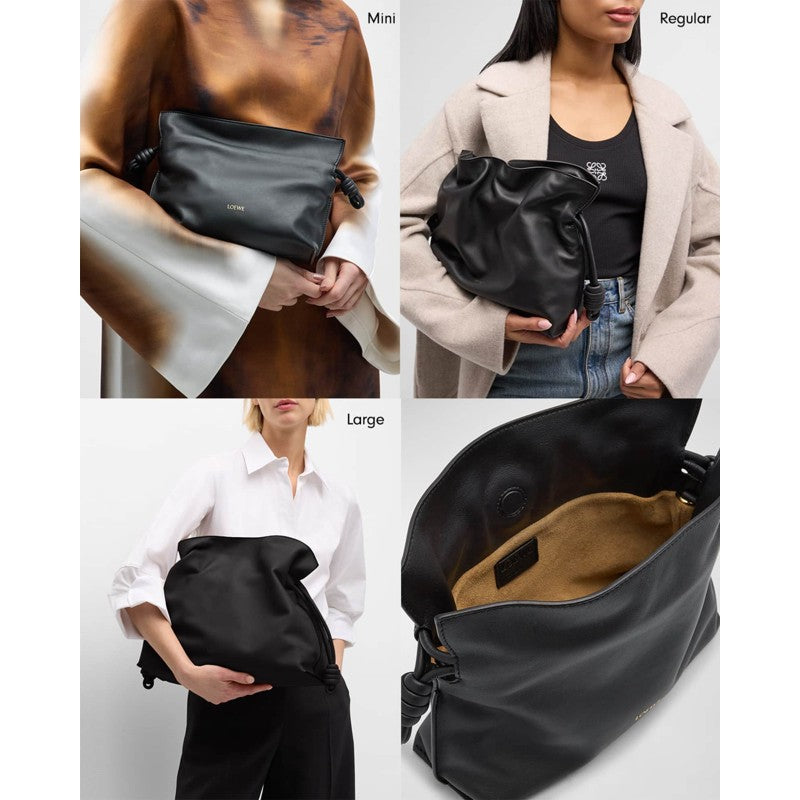Bolsa Shoulder Flamenco Large in Napa with Golden Foil Anagram