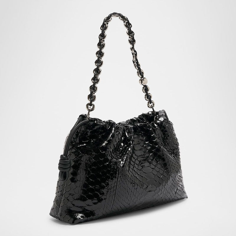 Bolsa Shoulder Flamenco Large in Patent Python - Mercado de Luxo - O Maior E-Commerce de Bens, Produtos e Serviços de Luxo do Brasil.