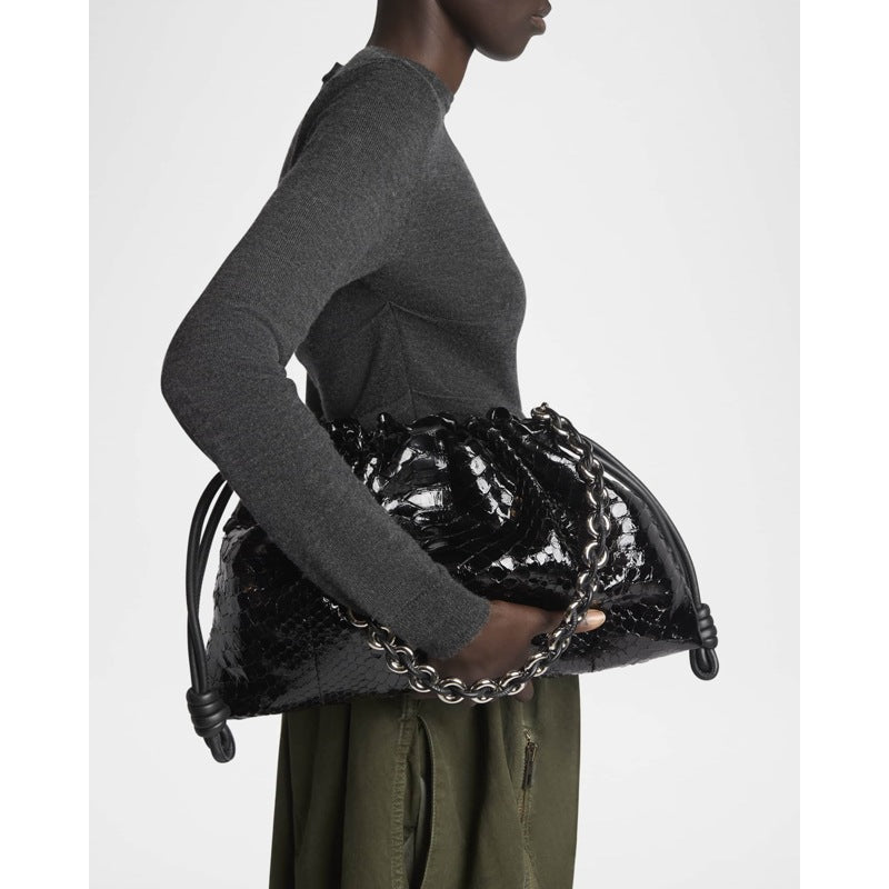 Bolsa Shoulder Flamenco Large in Patent Python