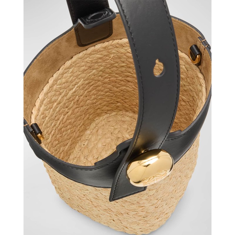 Bolsa Bucket Mini Anagram Pebble Raffia