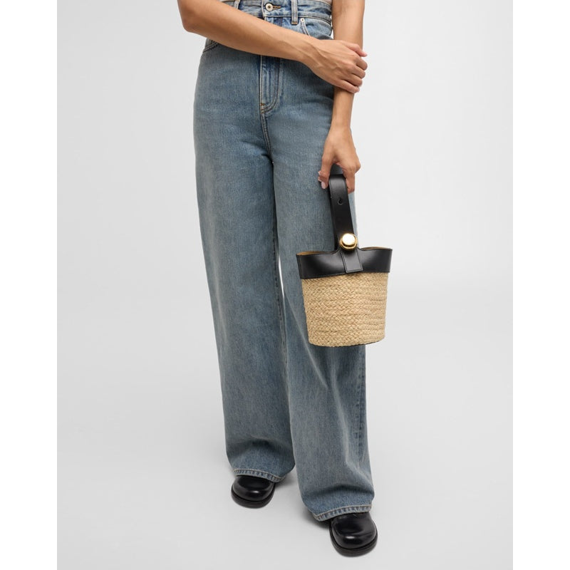 Bolsa Bucket Mini Anagram Pebble Raffia