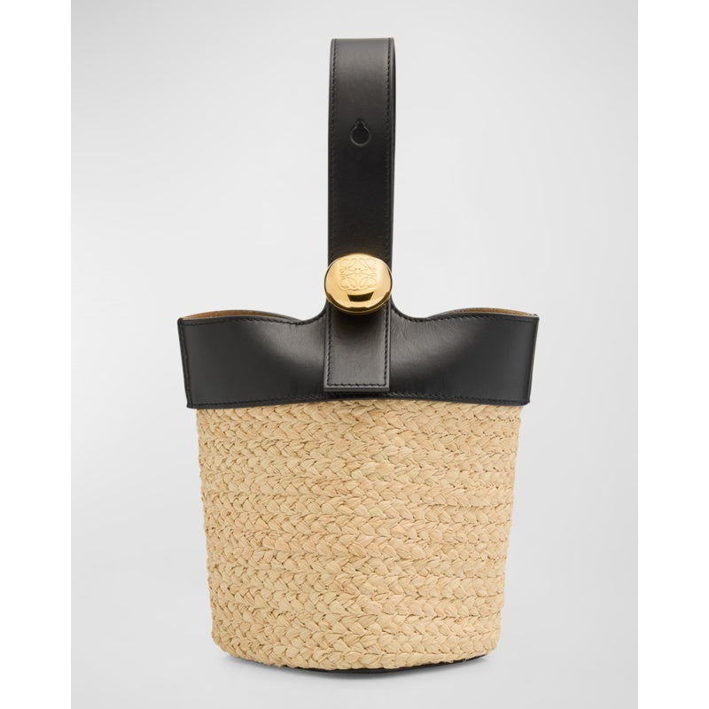Bolsa Bucket Mini Anagram Pebble Raffia