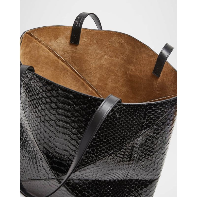 Bolsa Shopper Puzzle Fold Large Patent Python-Embossed