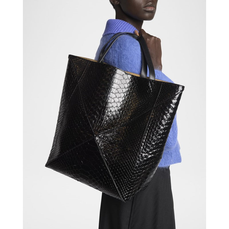 Bolsa Shopper Puzzle Fold Large Patent Python-Embossed