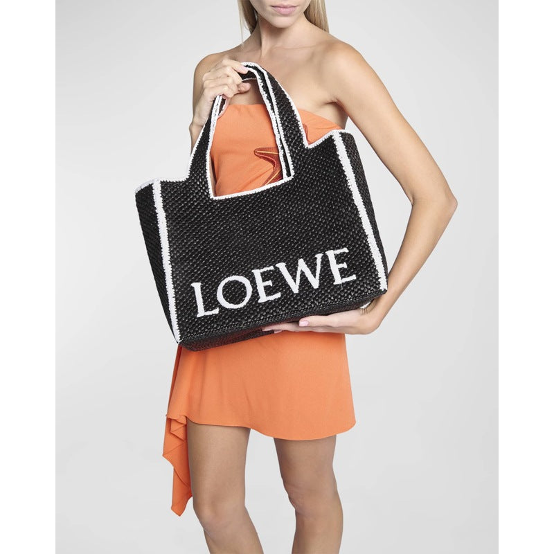 Bolsa Shopper x Paula’s Ibiza Font Logo Large in Raffia