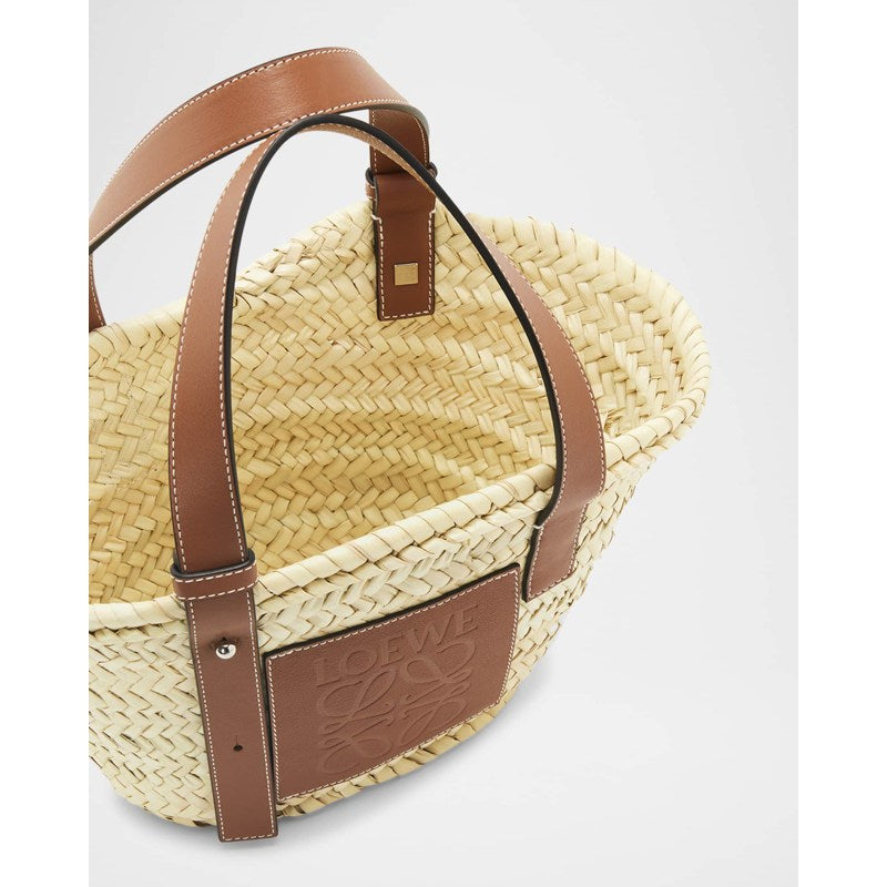 Bolsa Beach Basket Small in Palm Leaf with s