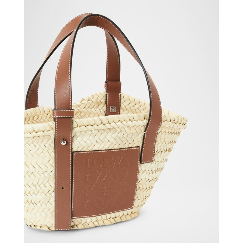 Bolsa Beach Basket Small in Palm Leaf with s