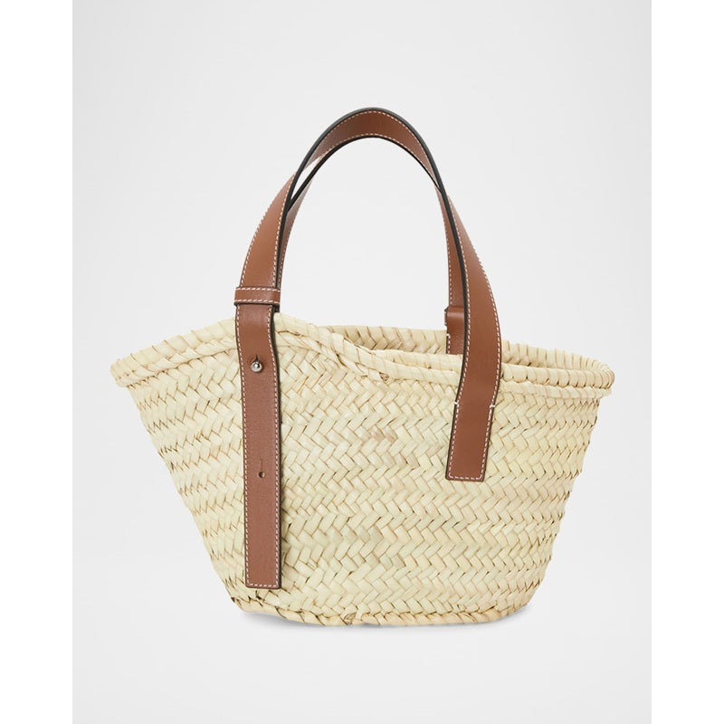 Bolsa Beach Basket Small in Palm Leaf with s