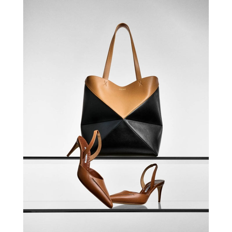 Bolsa Shopper Puzzle Fold Medium in Shiny Bicolor