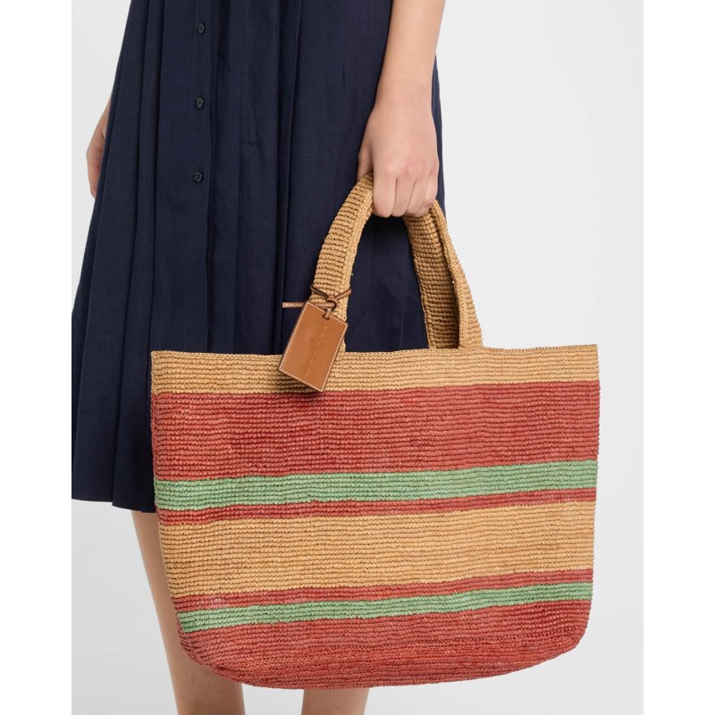 Bolsa Beach Sunset Large Striped Raffia