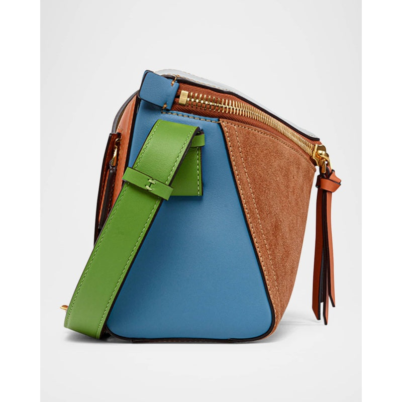 Bolsa Shoulder 3D Diamond Colorblock Suede