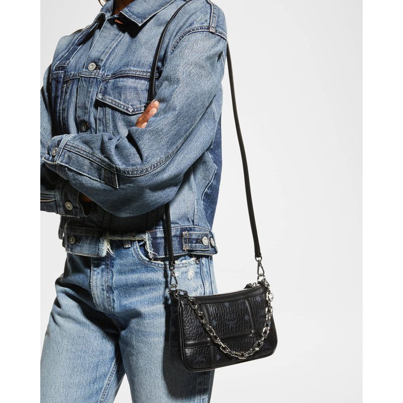 Bolsa Crossbody Delmy Visetos Mini Logo Chain
