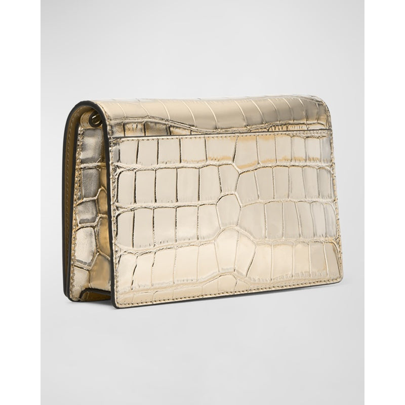 Bolsa Crossbody Jet Set Metallic Croc-Embossed