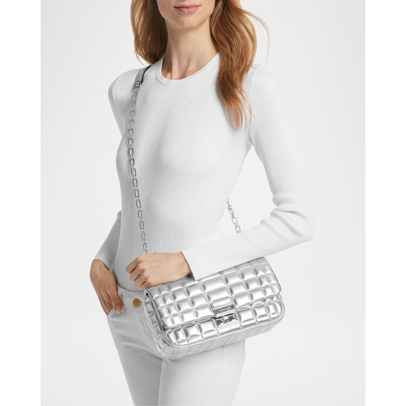 Bolsa Shoulder Tribeca Large Convertible Metallic Quilted