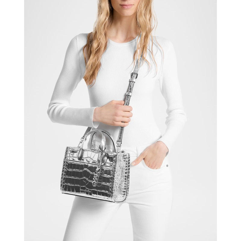 Bolsa Crossbody Gigi Metallic Croc-Embossed
