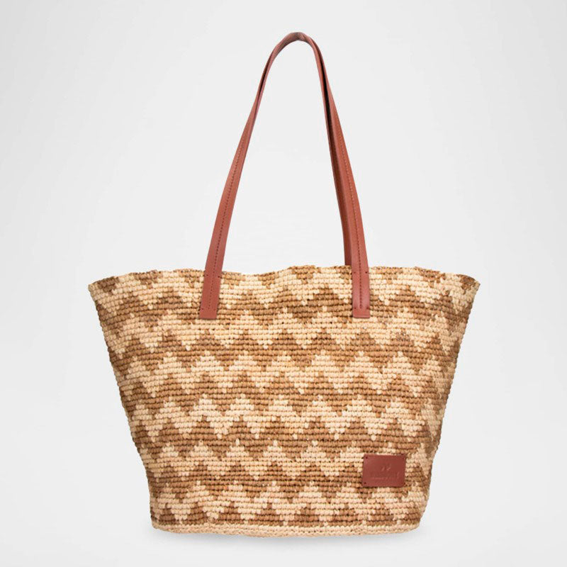 Bolsa Shopper Chevron Raffia - Mercado de Luxo - O Maior E-Commerce de Bens, Produtos e Serviços de Luxo do Brasil.