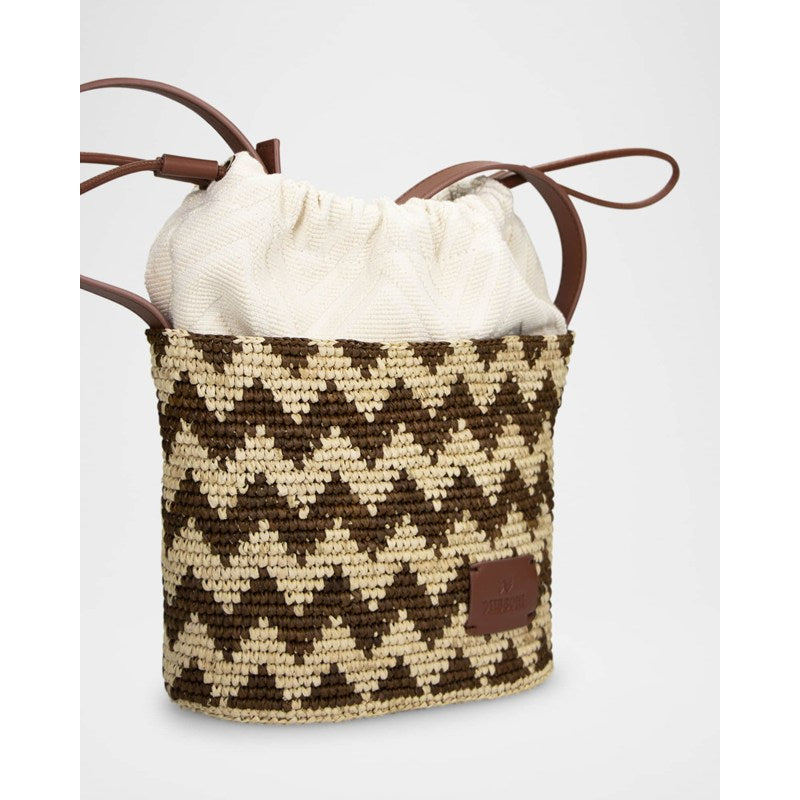 Bolsa Bucket Small Chevron Raffia