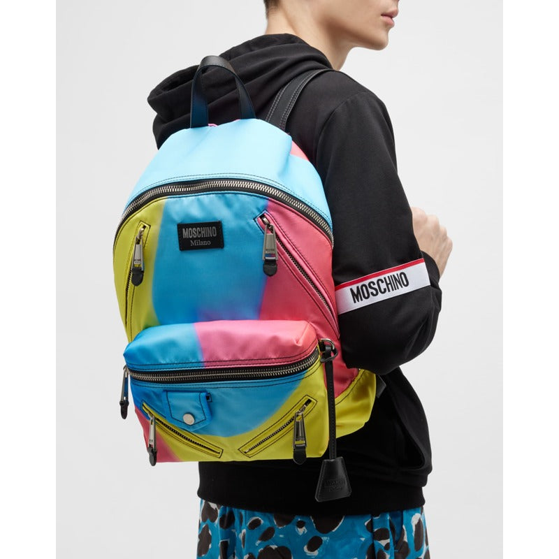 Bolsa Mochila Projection Print Nylon Multi-Zip