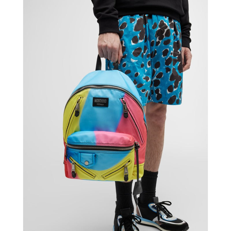 Bolsa Mochila Projection Print Nylon Multi-Zip