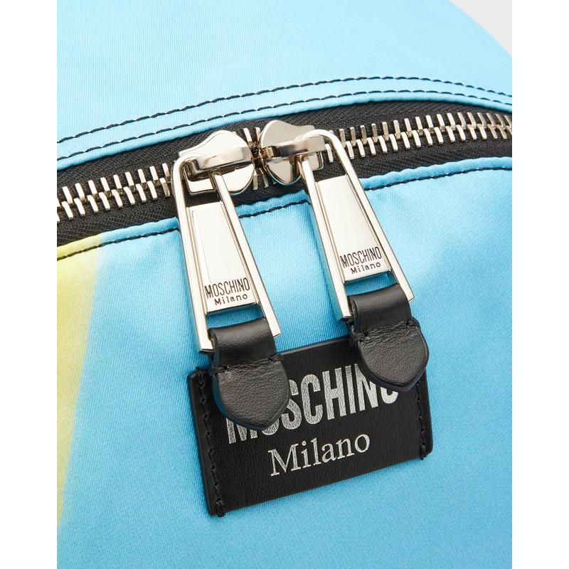 Bolsa Mochila Projection Print Nylon Multi-Zip