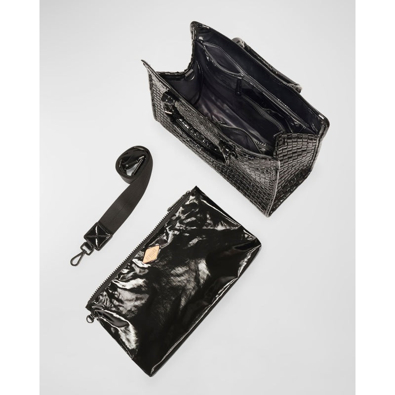Bolsa Crossbody Medium Woven Patent Box