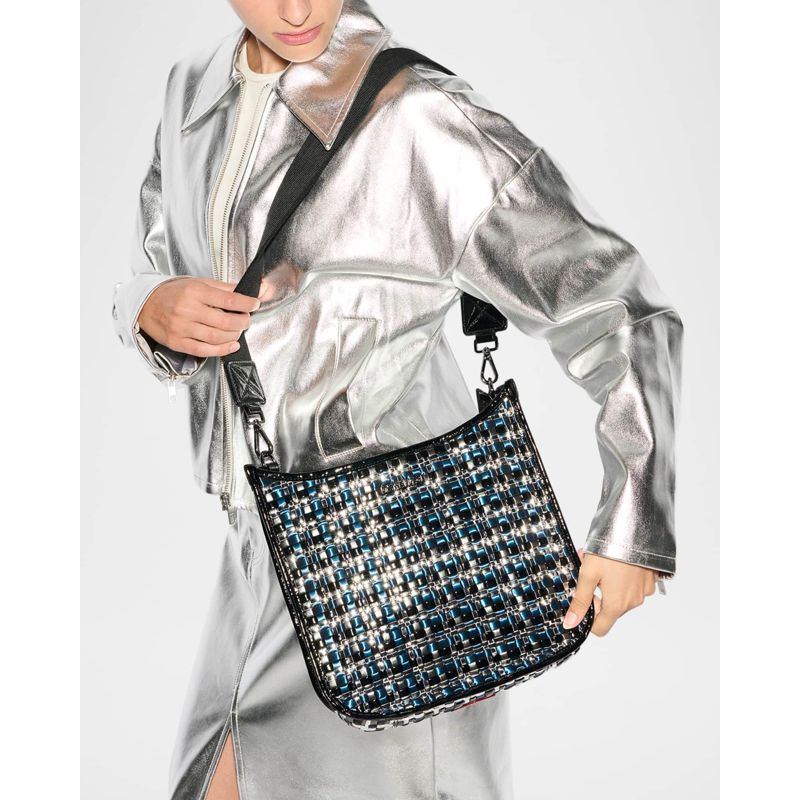 Bolsa Crossbody Metallic Woven Box