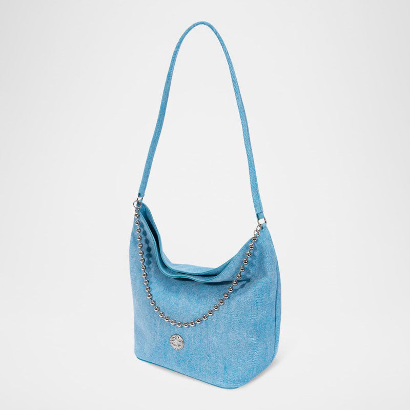Bolsa Bucket Ball Chain Denim-Print - Mercado de Luxo - O Maior E-Commerce de Bens, Produtos e Serviços de Luxo do Brasil.