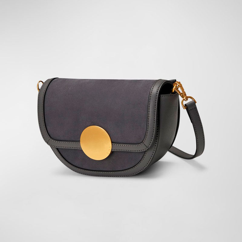 Bolsa Crossbody Lottie Saddle Suede - Mercado de Luxo - O Maior E-Commerce de Bens, Produtos e Serviços de Luxo do Brasil.