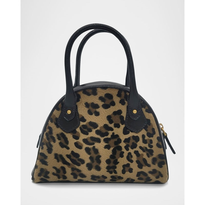 Bolsa Handle Bestie Small Leopard Faux Hair