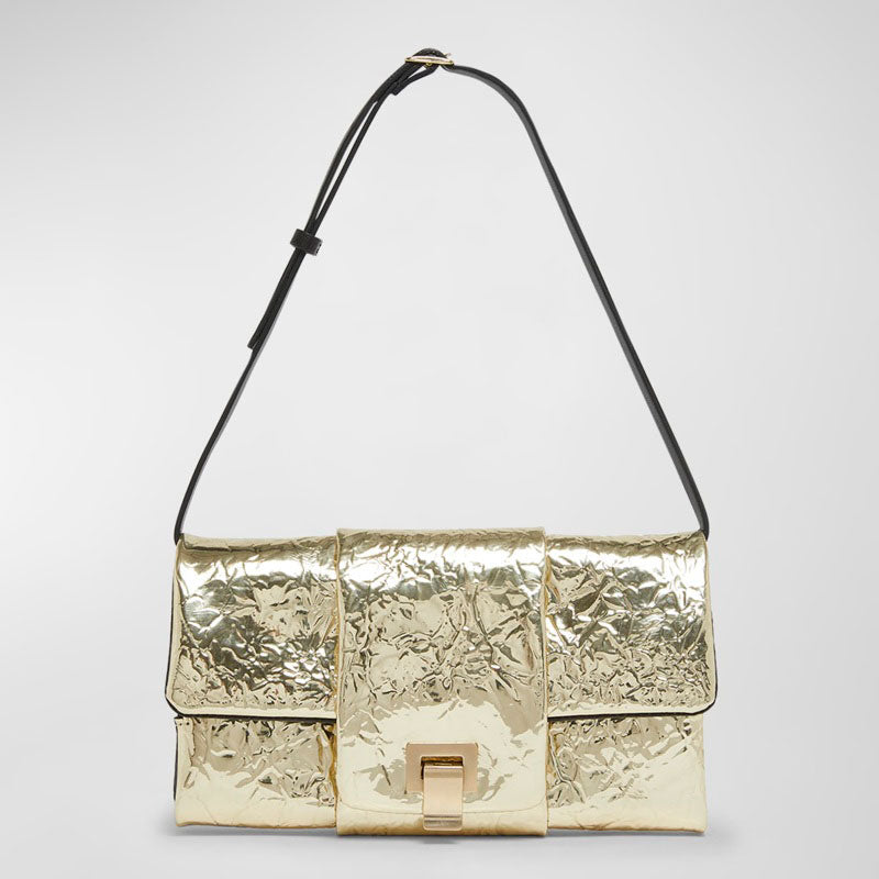 Bolsa Shoulder Crinkled Metallic Flap - Mercado de Luxo - O Maior E-Commerce de Bens, Produtos e Serviços de Luxo do Brasil.