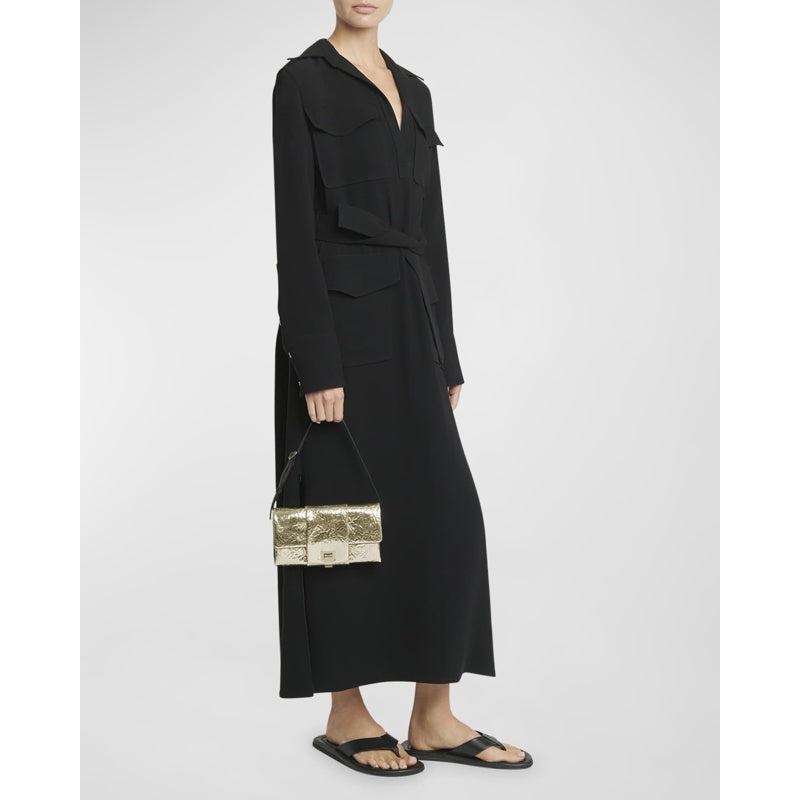 Bolsa Shoulder Crinkled Metallic Flap