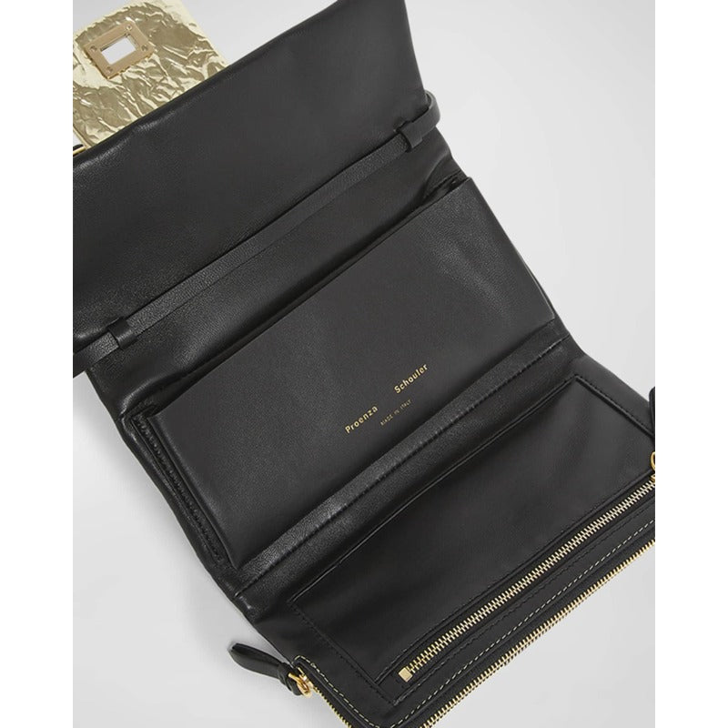 Bolsa Shoulder Crinkled Metallic Flap