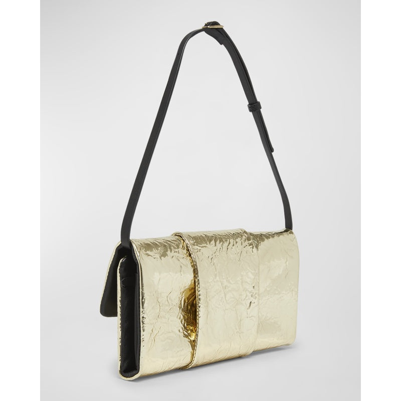 Bolsa Shoulder Crinkled Metallic Flap