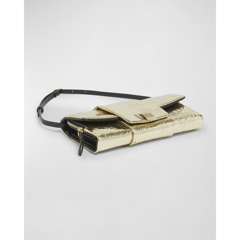 Bolsa Shoulder Crinkled Metallic Flap