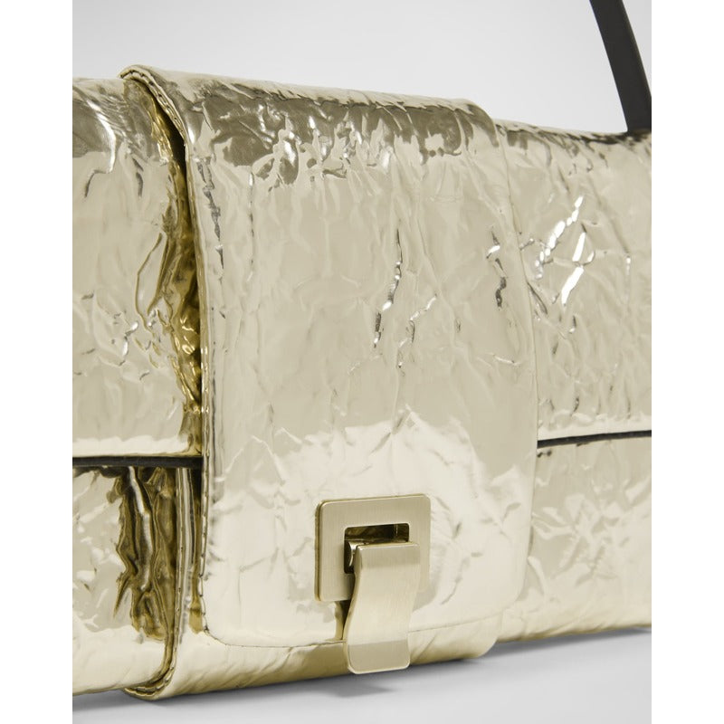 Bolsa Shoulder Crinkled Metallic Flap