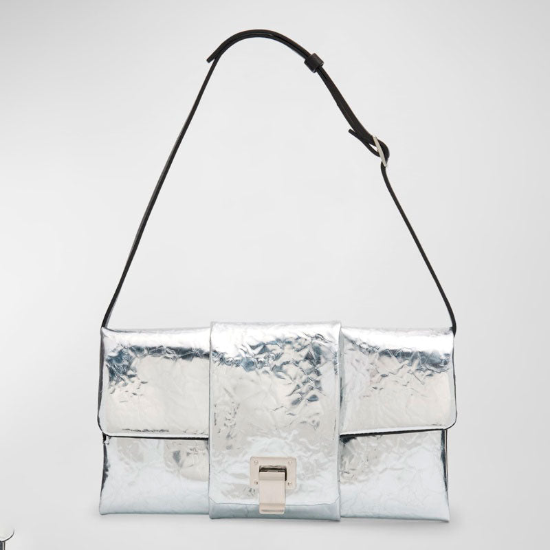 Bolsa Shoulder Flap Crinkled Metallic - Mercado de Luxo - O Maior E-Commerce de Bens, Produtos e Serviços de Luxo do Brasil.