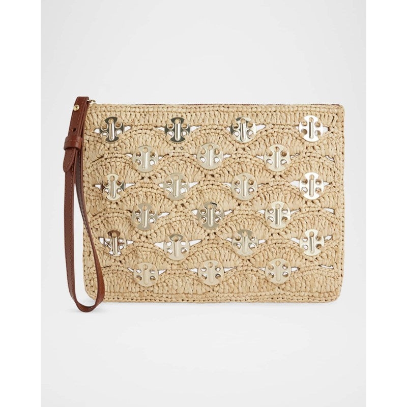 Bolsa Beach Disc Raffia Pouch Wristlet