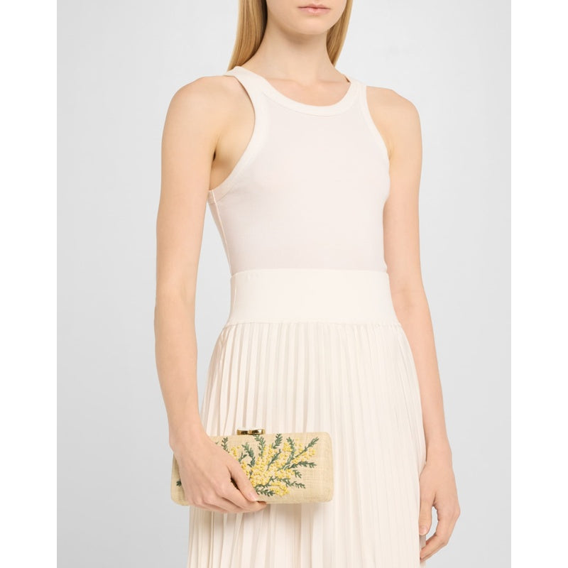 Bolsa Clutch Alessandra Flower Raffia Long
