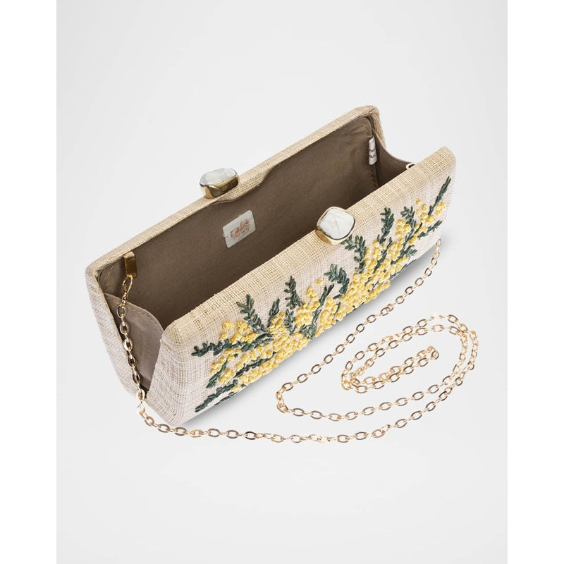 Bolsa Clutch Alessandra Flower Raffia Long