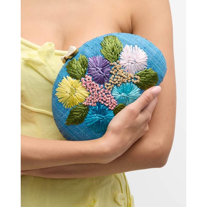 Bolsa Clutch Berna Floral Straw
