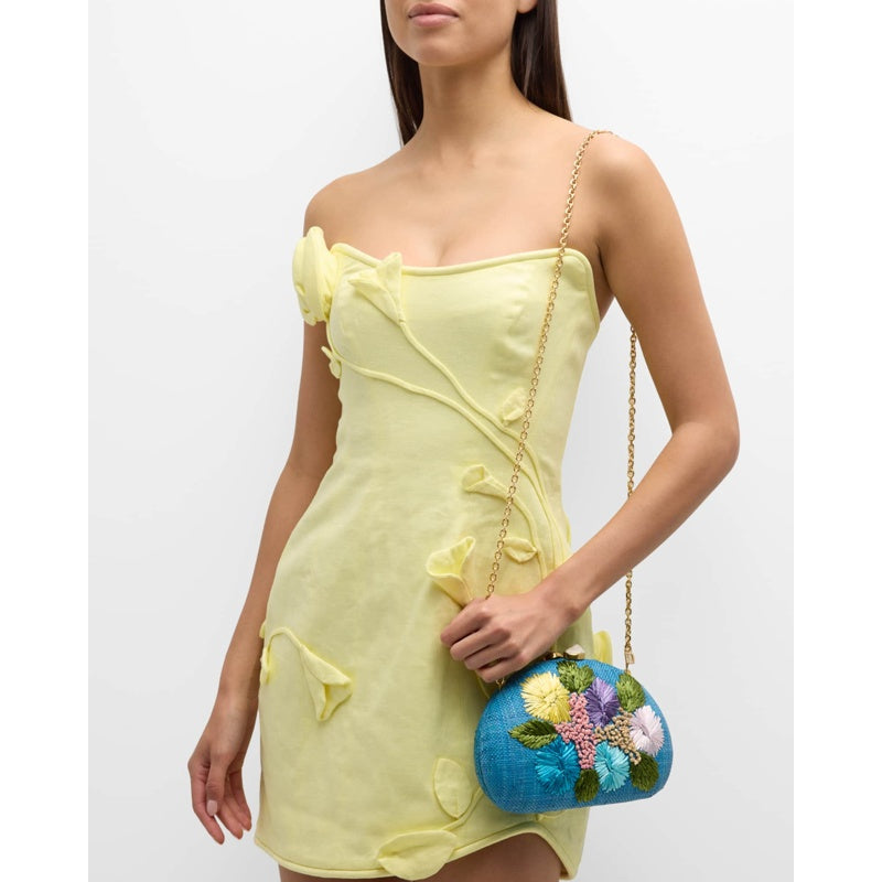 Bolsa Clutch Berna Floral Straw