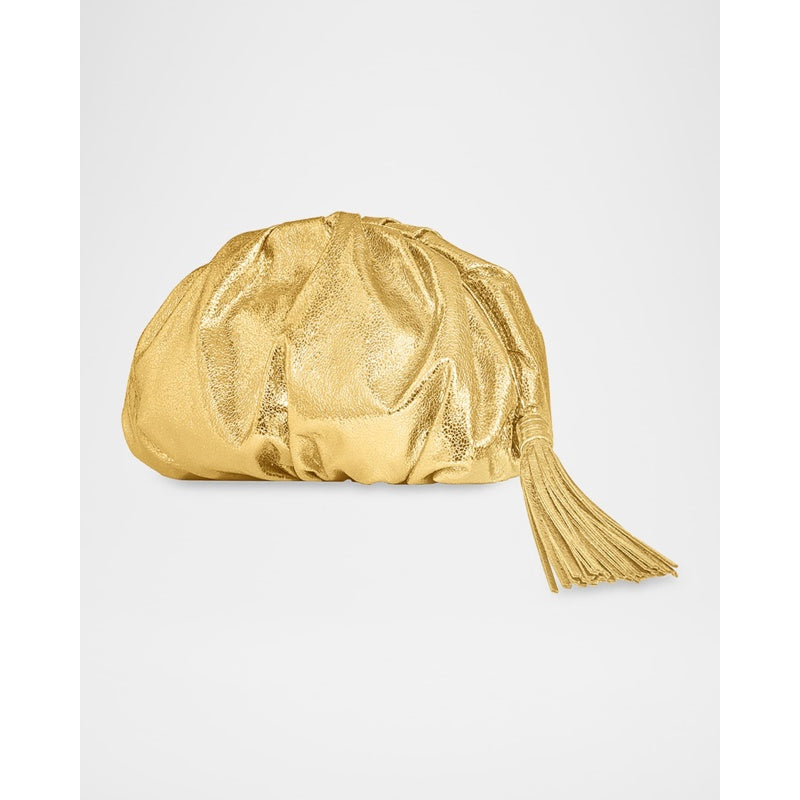 Bolsa Clutch Ruched Metallic Zip